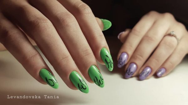 Дизайн ногтей с зеленым цветом