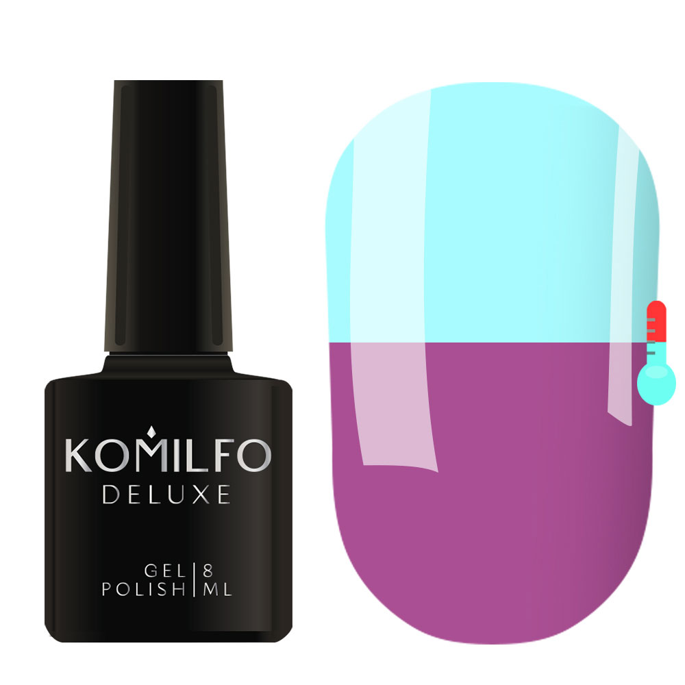 Gel polish Komilfo DeLuxe Termo C011 (muted, lilac-pink, when heated - blue), 8 ml 1