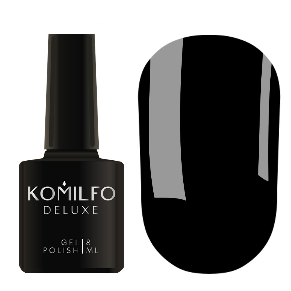 Гель-лак Komilfo Deluxe Series №D001 (чорний, емаль), 8 мл