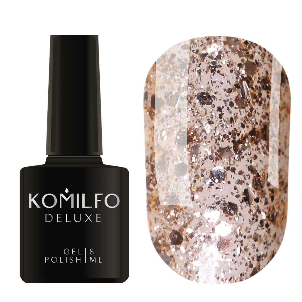 Gel Polish Komilfo DeLuxe Series G001 (golden, large glitter), 8 ml ...