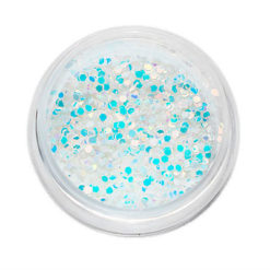 Komilfo disco design №024, hexagons, white, hologram, (blue overflow), (1 g)