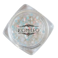 Komilfo диско дизайн №041, белые, голограмма (розовый перелив), 2 мм (1 г)