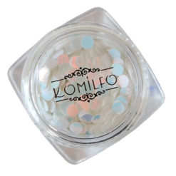 Komilfo диско дизайн №042, белые, голограмма (розовый перелив), 3 мм (1 г)