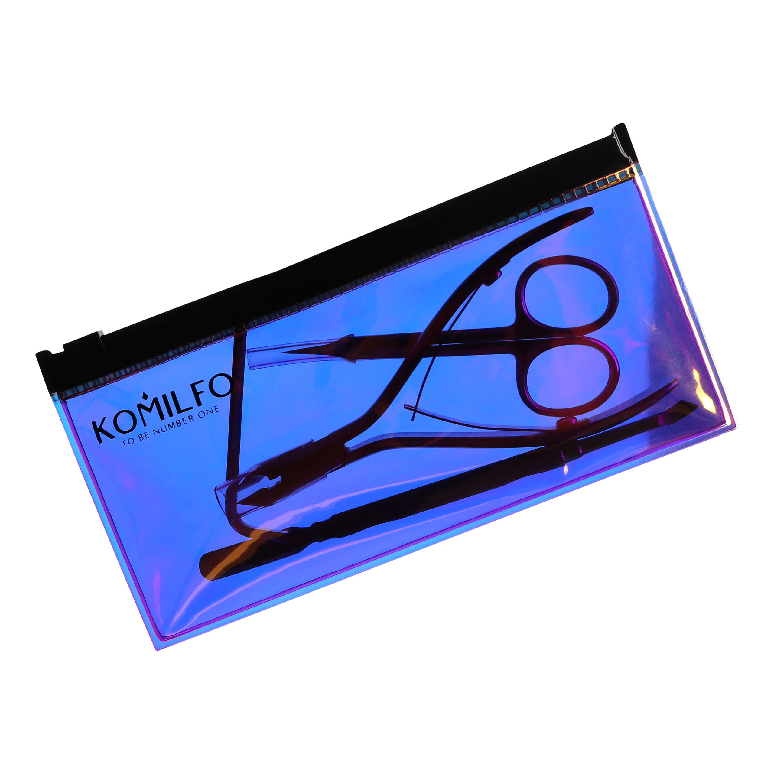 NEW set of manicure tools Komilfo Top 3 in a dichroic case –