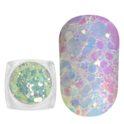 Komilfo блесточки фотохромные MIX-008, микс размеров, (зеленый/серый фотохром), 2,5 г