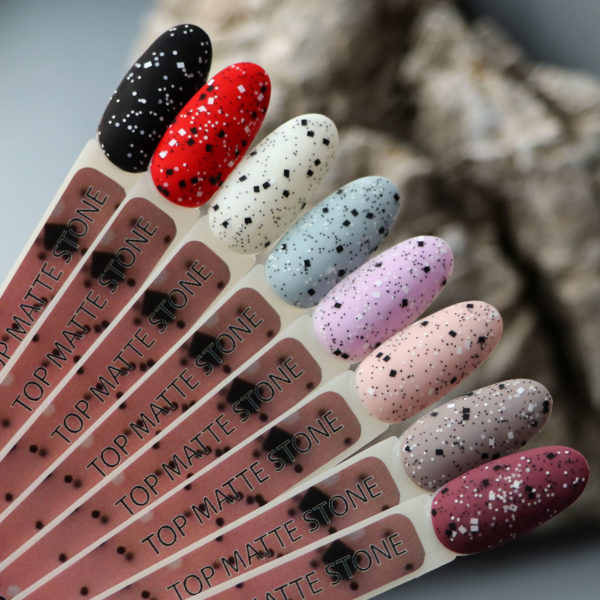 Komilfo No Wipe Matte Top Stone - Matte top without a SL with black and white elements, 8 ml 8