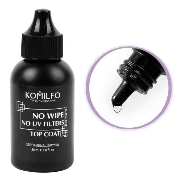 Komilfo No Wipe Top No Filters - топ без липкого слоя без УФ фильтров, 50 мл (без кисточки) 2