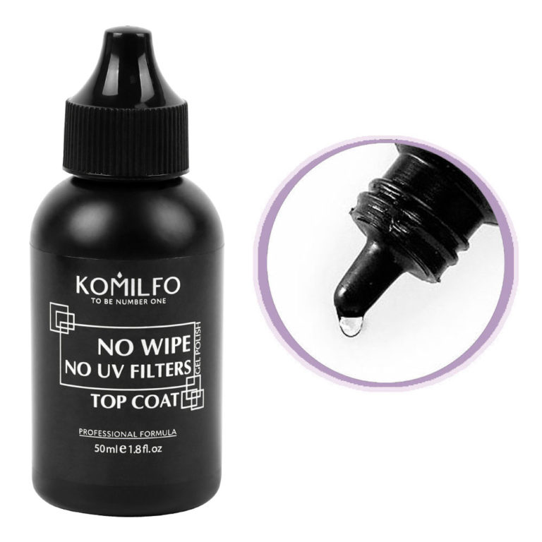 Komilfo No Wipe Top No Filters - топ без липкого слоя без УФ фильтров, 50 мл (без кисточки) 7