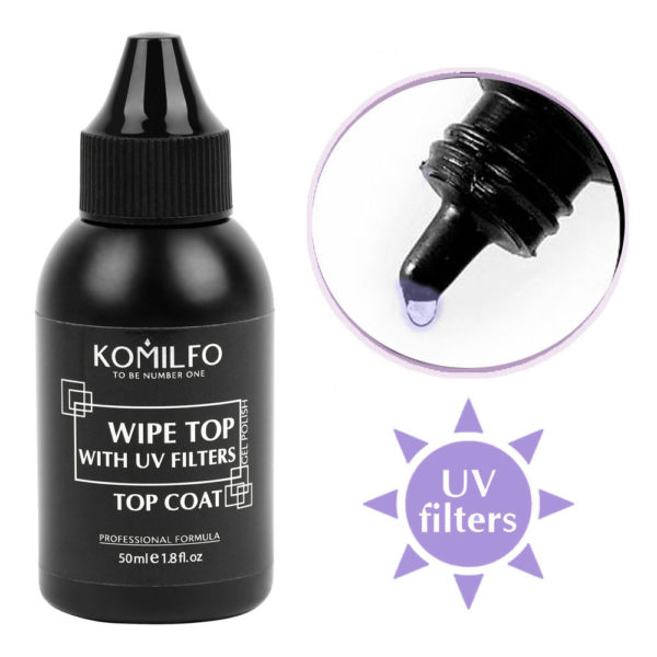 Komilfo Wipe Top - top for gel polish with a sticky layer, 50 ml (without brush) 2