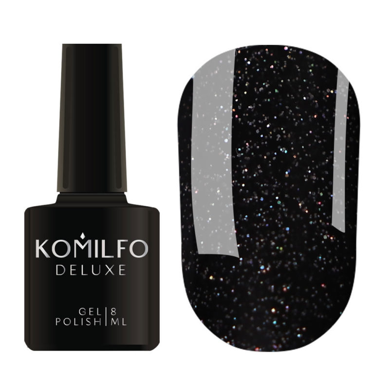 Гель-лак Komilfo DeLuxe Series №G027 (черный с голографическими блестками), 8 мл 7