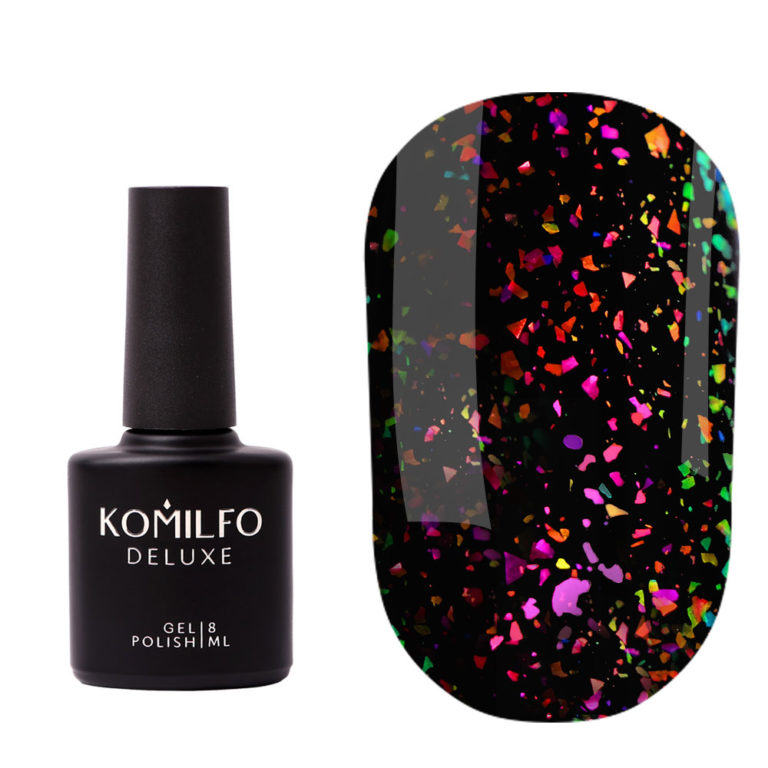 Komilfo No Wipe Chameleon Top - топ без липкого слоя с хлопьями единорог, 8 мл 7