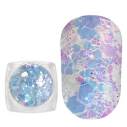 Komilfo photochromic sequins MIX-007, mix sizes, (turquoise/violet photochrome), 2.5 g