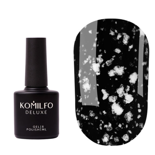 Komilfo No Wipe Snow Top - топ без ЛС с белыми частицами, 8 мл 2