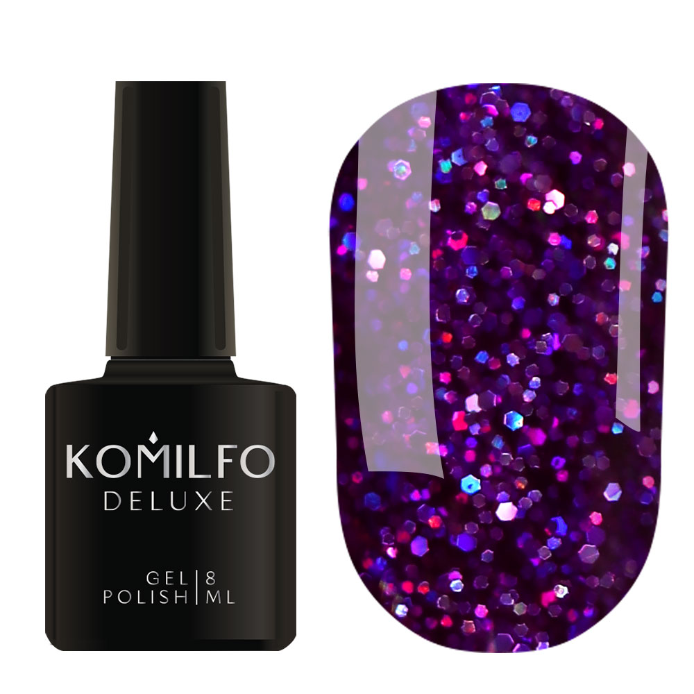 Гель-лак Komilfo Stardust Glitter 002 (насыщенный сиреневый с блестками ...