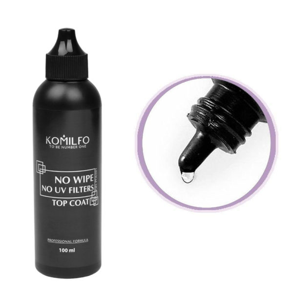 Komilfo No Wipe No UV Top - top for gel polish without a sticky layer WITHOUT UV filters, 100 ml 2