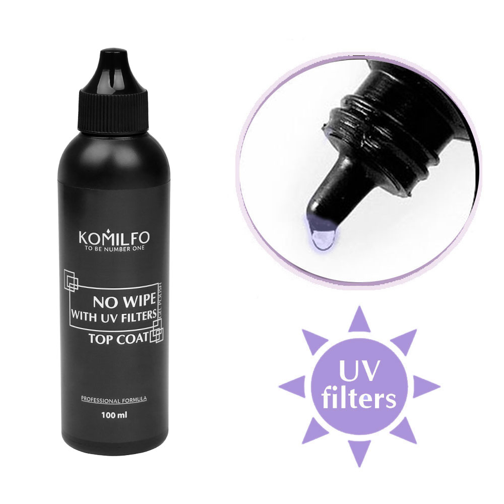 Komilfo No Wipe UV Top - top for gel polish without a sticky layer with UV filters, 100 ml 1