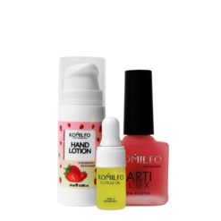 Komilfo Gift Hand Lotion Strawberry, 10 ml, Nail Fix Retinyl, 8 ml and Cuticle Oil, 2 ml