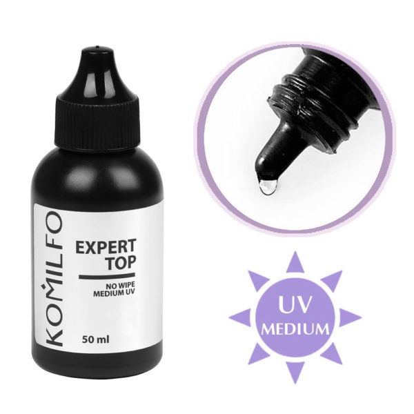 Komilfo Expert Top - a universal top for gel polish, no Wipe, medium UV filter, 50 ml 2