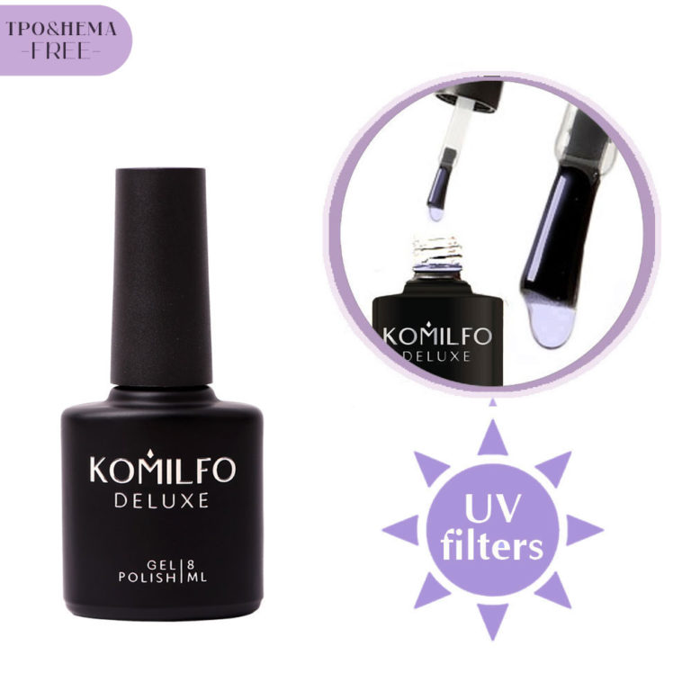 Komilfo No Wipe with Filters Top HEMA/TPO free - топ для гель-лака без ЛС, з УФ фильтрами, 8 мл 5